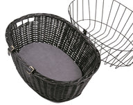 Trixie Wilgen Fietsmand Voorop Zwart Met Kussen En Kap 50X35X41 Cm