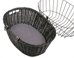 Trixie Wilgen Fietsmand Voorop Zwart Met Kussen En Kap 50X35X41 Cm