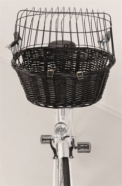 Trixie Wilgen Fietsmand Voorop Zwart Met Kussen En Kap 50X35X41 Cm