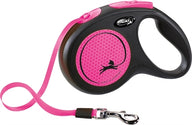 Flexi Rollijn New Classic Neon Tape Zwart / Roze S 5 Mtr Tot 15 Kg