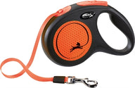 Flexi Rollijn New Classic Neon Tape Zwart / Oranje S 5 Mtr Tot 15 Kg