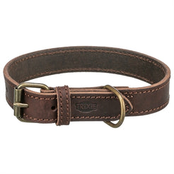 Trixie Halsband Hond Rustic Vetleer Donkerbruin 27-34X1,8 Cm