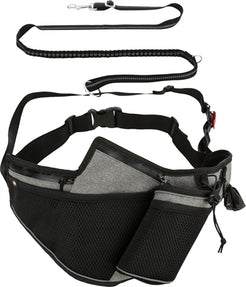 Trixie Joggingriem Met Lijn Grijs / Zwart 115-150X2 Cm / 70-130X23 Cm