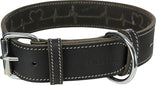 Trixie Halsband Hond Rustic Vetleer Heartbeat Zwart 38-47X4 Cm