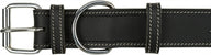 Trixie Halsband Hond Rustic Vetleer Heartbeat Zwart 38-47X4 Cm
