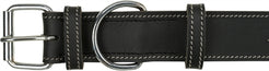 Trixie Halsband Hond Rustic Vetleer Heartbeat Zwart 38-47X4 Cm