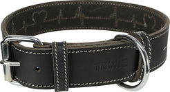 Trixie Rustic Vetleer Halsband Hond Heartbeat Zwart 34-40X3 Cm