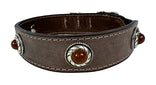 Sazzz Zzzsazzz Halsband Hond Boho Treasure Stone Vintage Leer Bruin 42-50X3,5 Cm