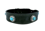 Sazzz Zzzsazzz Halsband Hond Boho Treasure Stone Vintage Leer Antraciet 42-50X3,5 Cm
