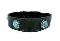 Sazzz Zzzsazzz Halsband Hond Boho Treasure Stone Vintage Leer Antraciet 42-50X3,5 Cm