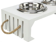 Trixie Be Nordic Set Voerbak / Waterbak Hout / Rvs Wit 2X400 Ml 38X18X10 Cm