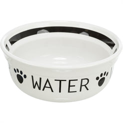 Trixie Drinkbak Hond Water Keramiek Wit / Zwart 2,6 Ltr 25 Cm