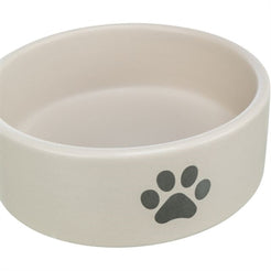 Trixie Voerbak / Drinkbak Hond Pootmotief Keramiek Lichtgrijs / Grijs 300 Ml 12 Cm