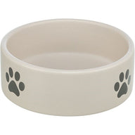 Trixie Voerbak / Drinkbak Hond Pootmotief Keramiek Lichtgrijs / Grijs 300 Ml 12 Cm