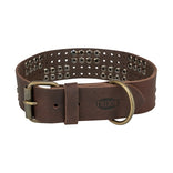 Trixie Halsband Hond Rivet Rustic Vetleer Donkerbruin S-M 34-40X3 Cm