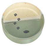 Trixie Voerbak / Drinkbak Met Pootprint Keramiek Groen / Beige 12X12X3,5 Cm